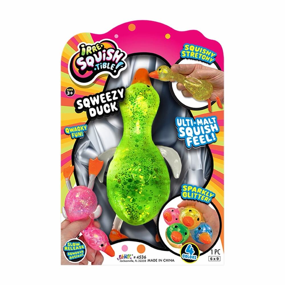 🔥Viral JA-RU Irre-Squish-tible! -Sqweezy Duck Sensory Stress Relief Green NWT🔥